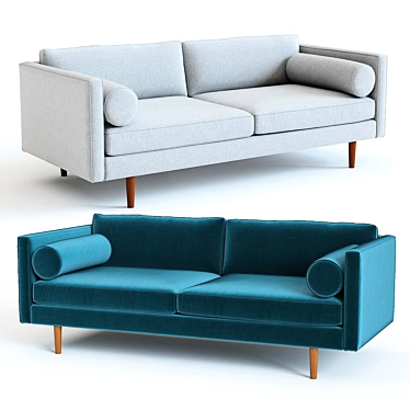 West Elm Monroe Mid-Century Sofa: High-Detail 3D Model 3D model image 1 