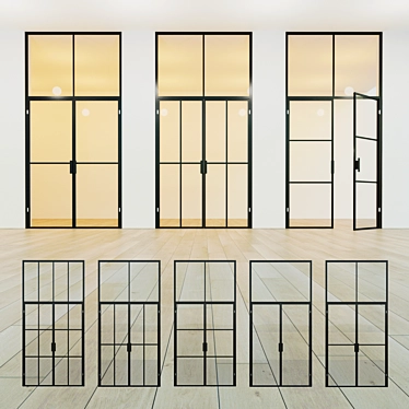 Title: Panoramic Glass Swing Door - Modern and Versatile 3D model image 1 