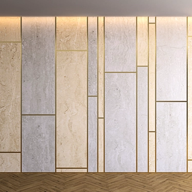 Marble Panel with Parquet: Luxury 3D Design 3D model image 1 