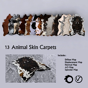 13 Animal Skin Carpets: Vray, Corona, FBX 3D model image 1 