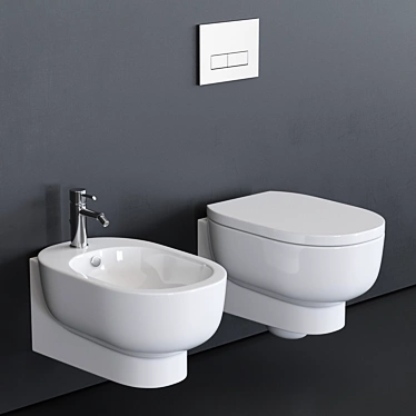 GALASSIA M2 55 Wall-Hung WC & Bidet 3D model image 1 