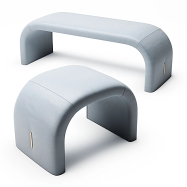 Elegant Eclipse Bench & Pouf: Modern Upholstered Design 3D model image 1 