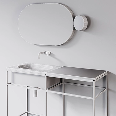 Elegance Marble Console & Gravity Mirror 3D model image 1 