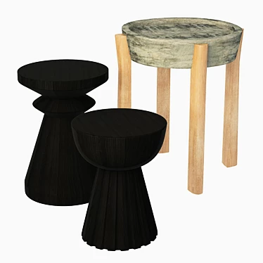 Sleek Sofa Side Tables 3D model image 1 