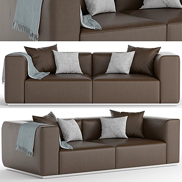 Modern Velvet Sofa with Textures 3D model image 1 