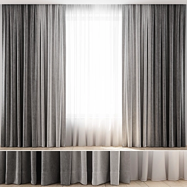 Elegant Window Drapes: Set of 4 3D model image 1 