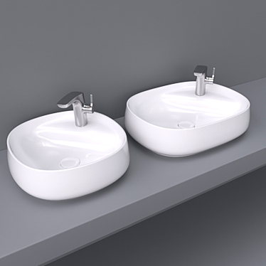Overflow Ceramic Wash Basin 58x45 and 45x45 3D model image 1 