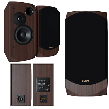 SVEN-BF-21: 2.0 RCA Powered Wood Speaker with 40W RMS 3D model image 1 