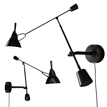 Elegant Rh Black Swing-Arm Sconce 3D model image 1 