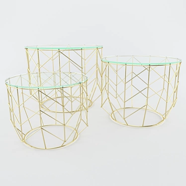 Brass Wire Grid Coffee Table 3D model image 1 