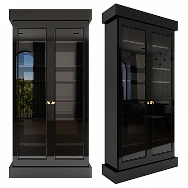 Custom Black Lacquer Bookcase 3D model image 1 