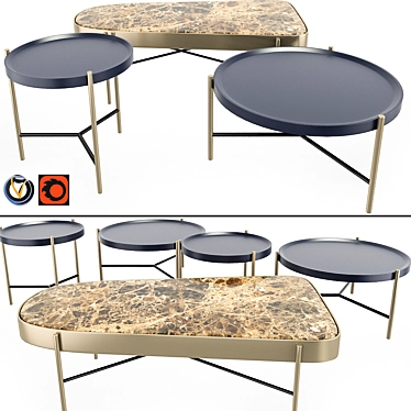 Sleek Modern Table Set 3D model image 1 