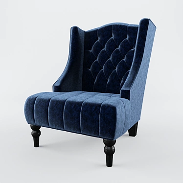 Velvet Wingback Chair: Potterslane's High Back Elegance 3D model image 1 