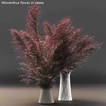 Elegant Miscanthus Floral Vases 3D model image 1 