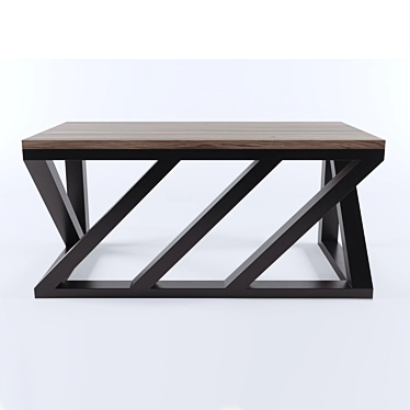 Industrial Metal and Wood Office Desk 3D model image 1 