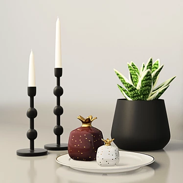 Elegant Ceramic Decor Set 3D model image 1 