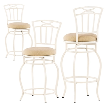 Elegant Orchid Metal Barstool Pair 3D model image 1 