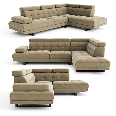 Modern Petitt Sectional Sofa: Stylish Comfort for Your Living Space 3D model image 1 