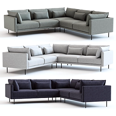 Modern West Elm Halsey L-Shaped Sectional 3D model image 1 