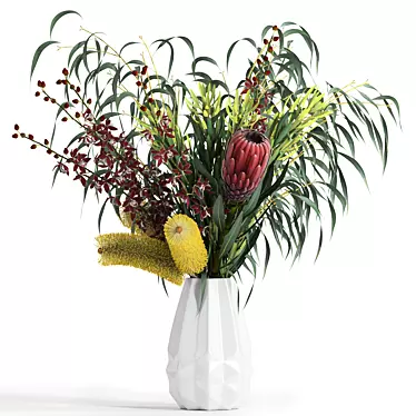 Exquisite Katsura Vase Bouquet 3D model image 1 