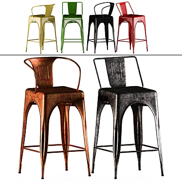 Vintage Tolix Industrial Chair Set 3D model image 1 