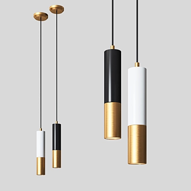 Modern Brass Ike Pendant Suspension 3D model image 1 