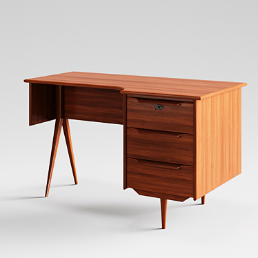Vintage Wooden Desk 5NL104: Stylish and Functional 3D model image 1 