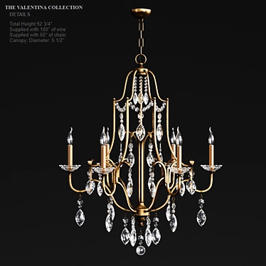 Elegant Valentina Chandelier - 6 Light Tier 3D model image 1 