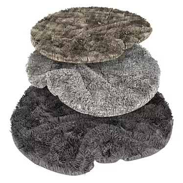 Round Furry Floor Rug 3D model image 1 