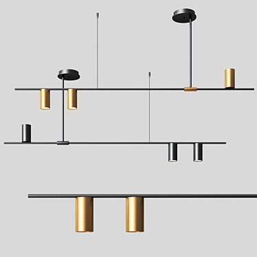 Tribes Linear Pendant: Modern Brass and Glass Fixture 3D model image 1 