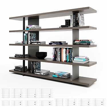 Bristol Light and Sleek Bookcase 3D model image 1 