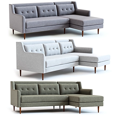 West Elm Crosby Sectional: Stylish 2-Piece Comfort 3D model image 1 