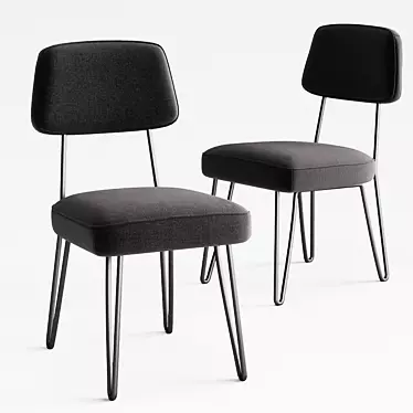 Vintage Style Metal Chair: Daffo Black 3D model image 1 