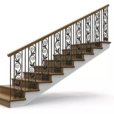 Elegant Wrought Iron Railings 3D model image 1 