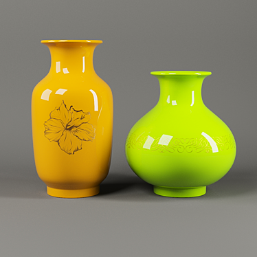 Contemporary White Ceramic Vases 3D model image 1 
