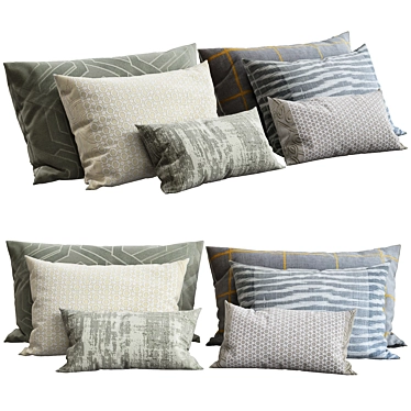 Elegant velvet throw pillows 3D model image 1 