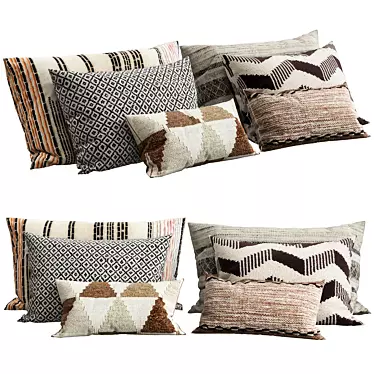 Elegant Embroidered Accent Pillows 3D model image 1 