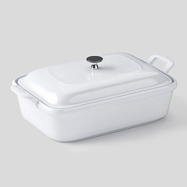 Stylish Staub White Ceramic Baker 3D model image 1 