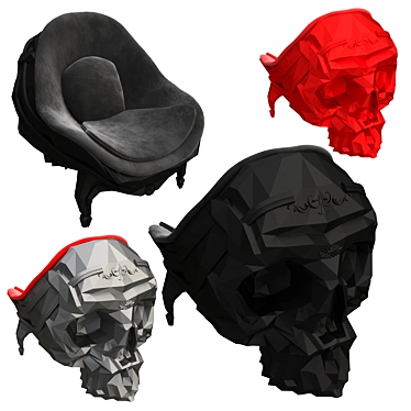 Gothic Skull Velvet Chair 3D model image 1 