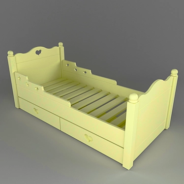 Heartwarming Children's Bed with Storage 3D model image 1 