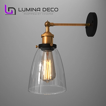 Lumina Deco Fabi: Stylish Metal and Glass Wall Lamp 3D model image 1 