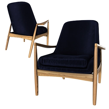 Midnight Blue Velvet Crispin Chair 3D model image 1 