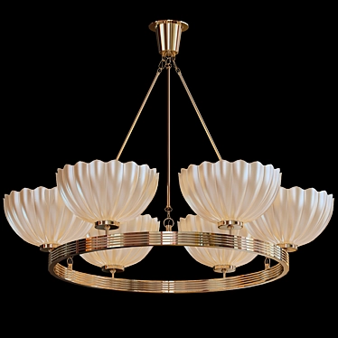 Art Deco Brass Hoop Chandelier 3D model image 1 