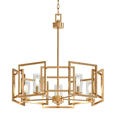 Elegant Marco Chandelier: Clear Glass Shade 3D model image 1 