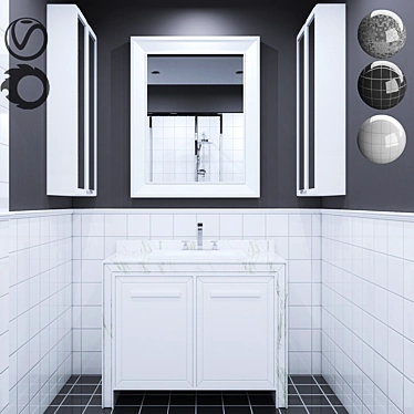 Modern Bathroom Furniture Set 3D model image 1 