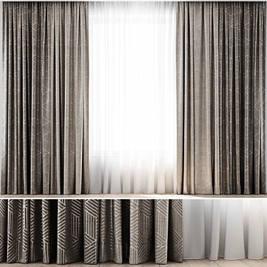 Elegant Set: 4 Curtains & Sheer 3D model image 1 