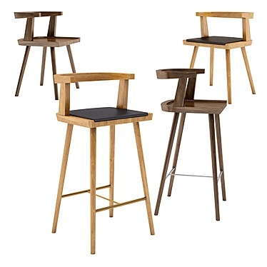 Fumed Oak Chair - Modern Design 3D model image 1 