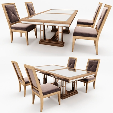 Classic Dining Set: Table & Chairs 3D model image 1 