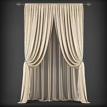 Classic Style Curtains 3D model image 1 