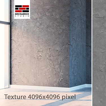 Seamless Plaster Texture with Displacement & Normal Maps - Vray Material 3D model image 1 